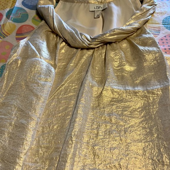 Loft Rope Neck Sleeveless Tank - Cream/Gold Shimmer - Lined - Medium - Picture 4 of 6